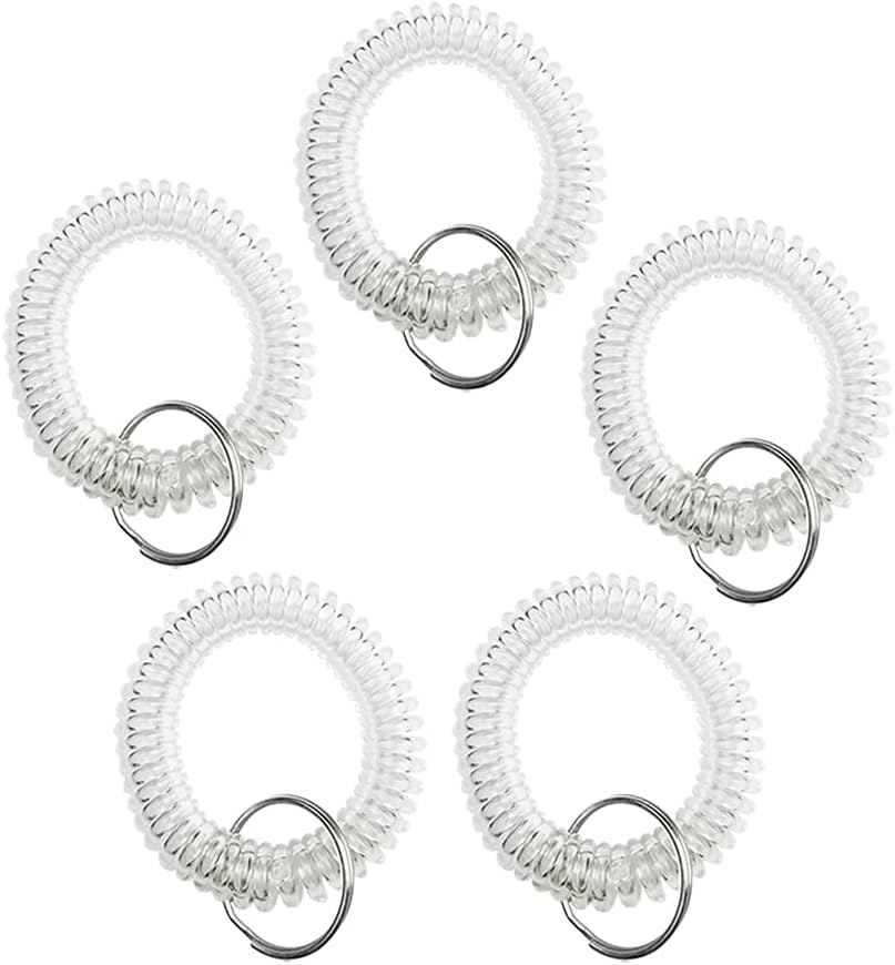 Universal Wrist Coil Plus Key Ring, Plastic, Black, 6/Pack