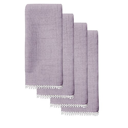 Linen Lenox French Perle Cloth Napkins - Reusable Dinner Napkins - Machine Washable - Set of 4 - Natural Violet