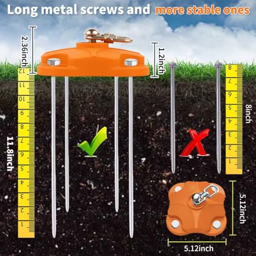 Heavy Duty Dog Tie Out Stake for Outside, Yard & Camping with 2x20ft Cables for Dogs, 200lb Capacity, Dual 360° Swivel, Ground Anchor for Large Dogs(Dog Stake+2X20ft Cable/200lbs) - Image 4