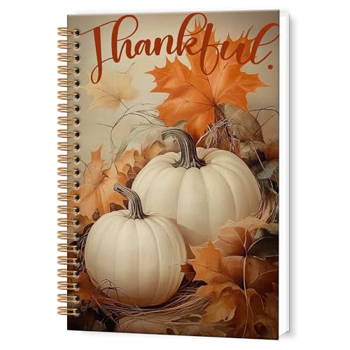 Fall Pumpkin Maple Leaf Spiral Notebook, Vintage Farmhouse Autumn...
