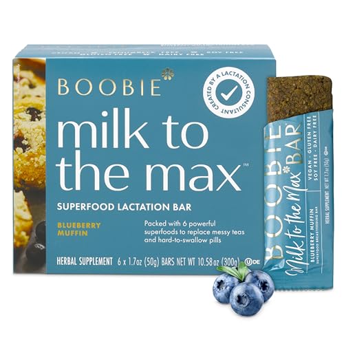 Image of Boobie Bar Superfood Blueberry Muffin Lactation Bar for Breastfeeding Moms to Increase Milk Supply | #1 Selling Lactation Snack Bars | Vegan, Fenugreek-Free, Gluten-Free, Dairy-Free (6 Bars)