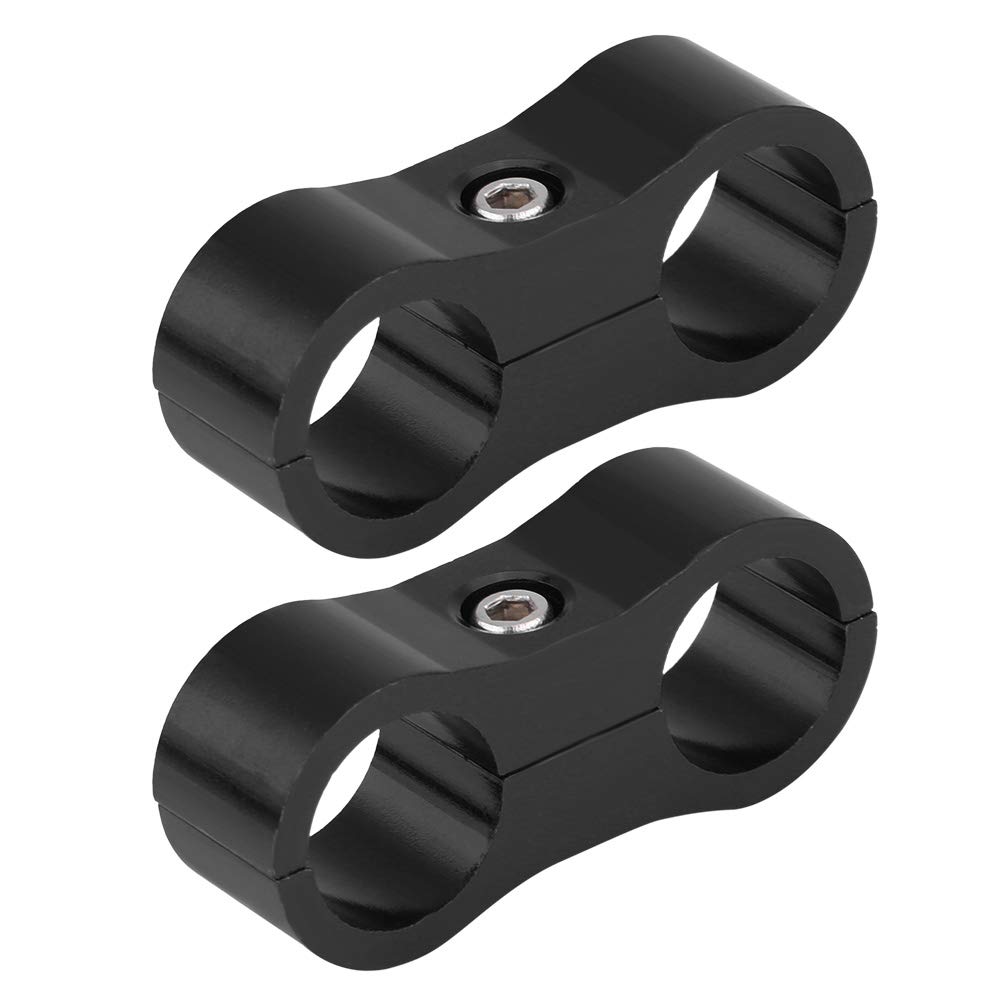 AN6 Hose Separator Clamp, 2PCS AN6 Hose Clamps Hose Separator Clamp Braided Hose Separator Clamp Fitting Adapter Bracket Universal (Black)