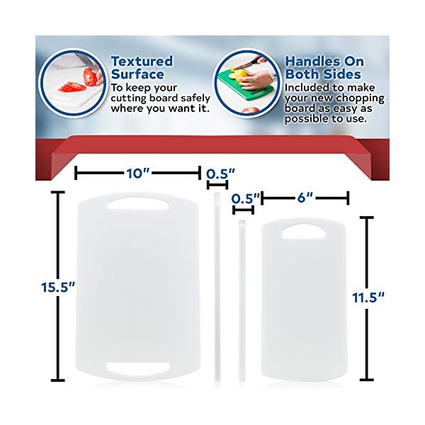 Plastic cutting boards for kitchen made in usa set of 2 large 155×10 and small 115×6 bpa and phthalate free meets usda nsf fda standards commercial 12 thick hdpe plastic dishwasher safe  urban country home decor