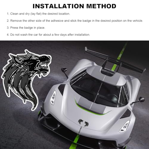 Image of 2 PCS 3D Wolf Head Metal Emblem, Car Side Fender Rear Wolf Head Emblem Badge Self Adhesive Stickers, Pair Metal Badge Decal for Car Motorcycles Truck SUV, Car Accessories (Gray)