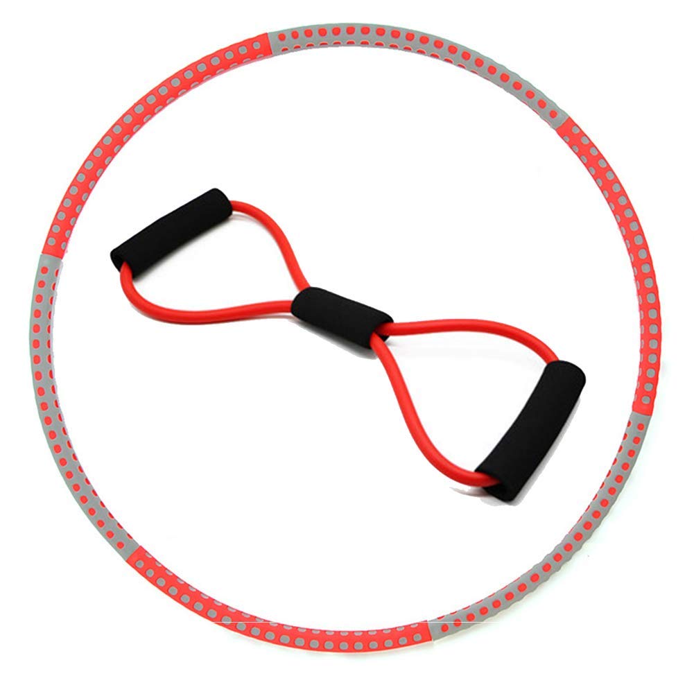 Cerchio di fitness Esercizio Band + Yoga Hula Hoops for adulti, 6 PCS Tubi Weighted Hula Hoop for adulti, staccabile Hoola Hoops for vita sottile Fitness Sport Esercizio Vita Trainer Circle Lose Weigh