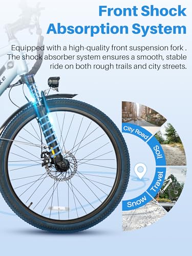 Seeker 26" Electric Bike for Adults with Peak 500W Brushless Motor, 35Miles 324WH Removable Battery 20MPH Commuting Electric Mountain Bike,UL 2873 Certified, Front Fork Suspension - Image 4