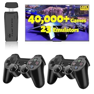 2025 Retro Gaming Console Pro 4K HDMI with 40,000+ Built-in Classic Video Games – Plug & Play Game Stick for TV with 2 Wireless Controllers | 23 Emulator Support 64GB