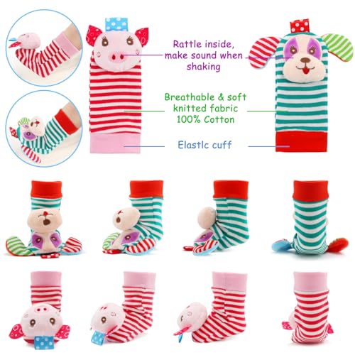 Image of BLOOBLOOMAX Sock rattles for Babies 0-24 Months Baby Animal Foot Finder Educational Toys