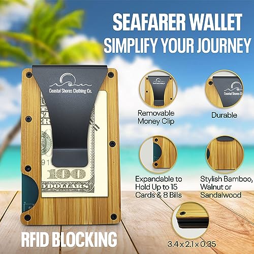 Slim Minimalist Wallet For Men - RFID Blocking & Money Clip - Front Pocket Credit Card Holder Case - Natural Wood - Compact, Thin & Flat (Bamboo)4