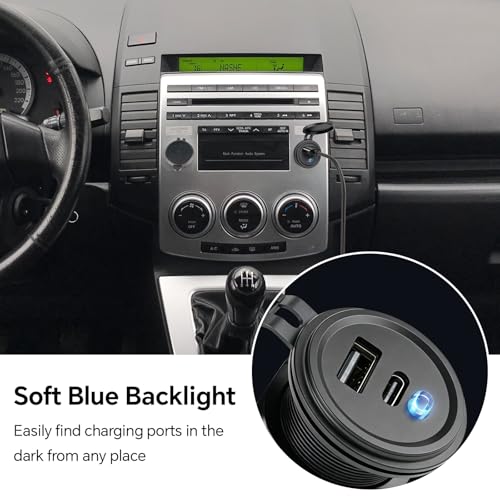 Image of Aluminum 12V USB Outlet with Switch, 48W Waterproof Car USB Socket