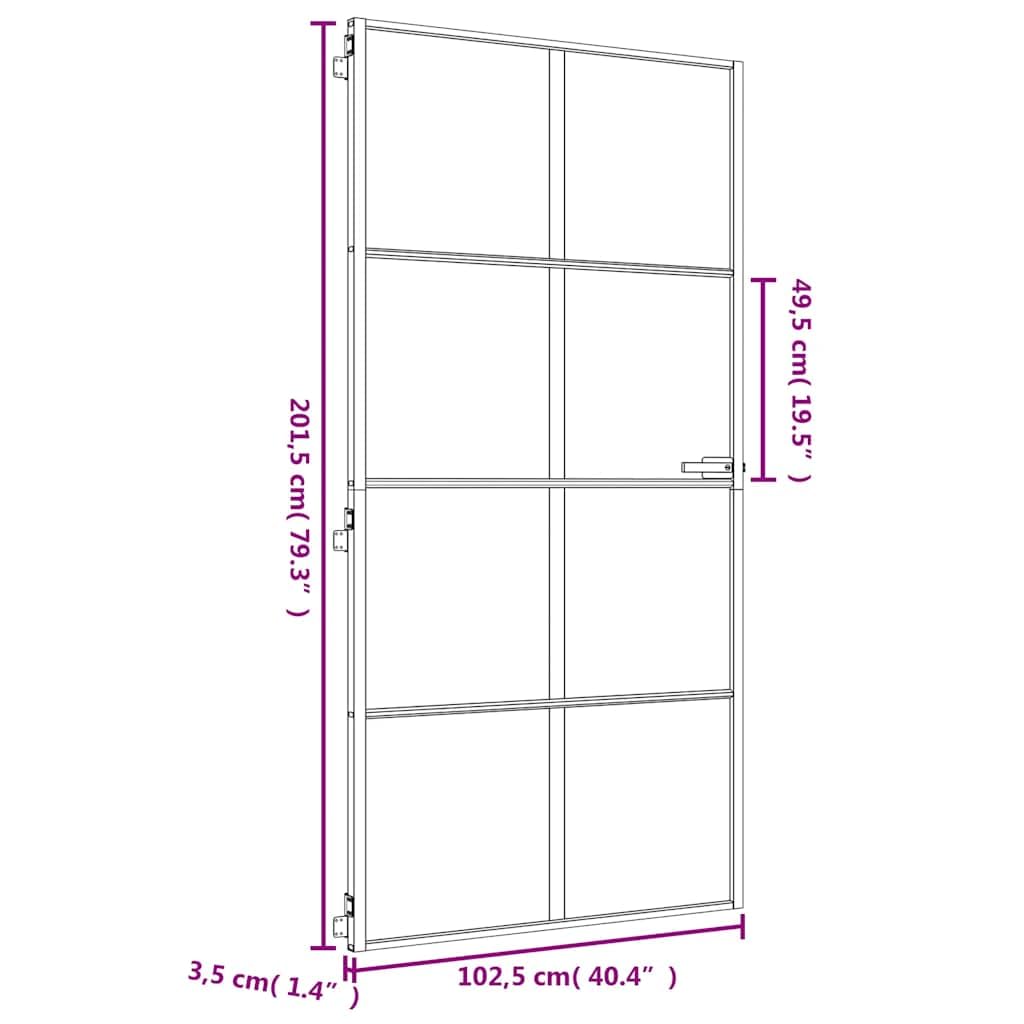 Drzwi wewnętrzne smukłe złote 102,5 x 201,5 cm szkło hartowane i aluminiumSprzęt Materiały budowlane Drzwi domowe