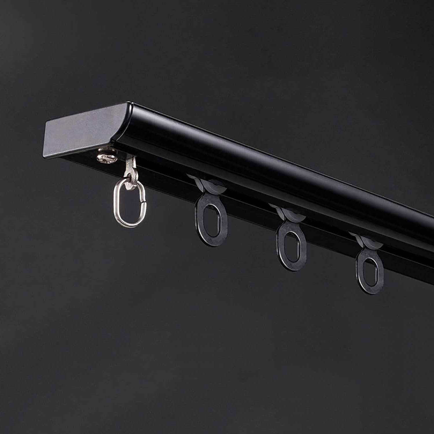 Ultra-Thin Ceiling Curtain Tracks Aluminum Single Curtain Track Ceiling Mounted Rail Room Divider for Living Room/Bedroom(Black,3.8m/12.5ft)