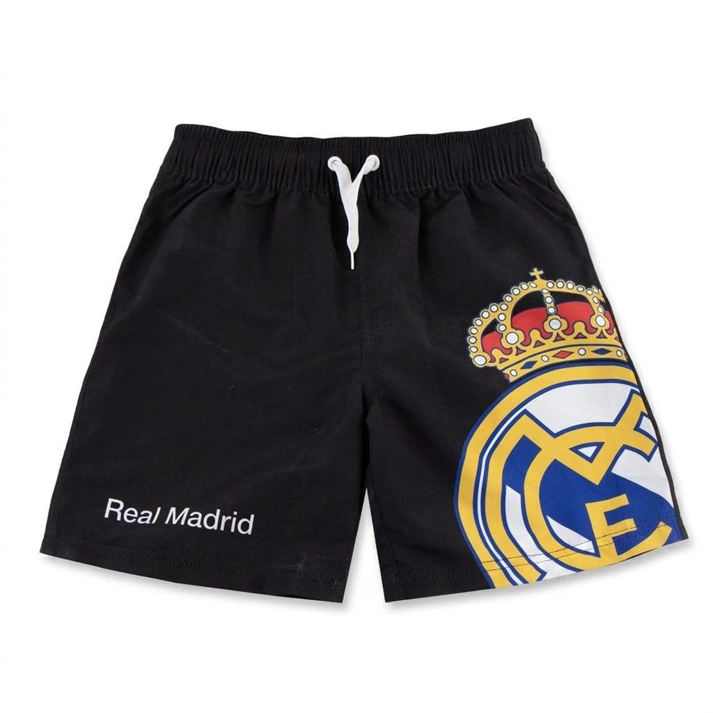 Bermuda Mare Real Madrid Bambino - Costume da Bagno Real Madrid Spiaggia, Piscina, Asciugatura Rapida e Resistente al Cloro, Bermuda Nuoto Bambino con Coulisse e Tasche