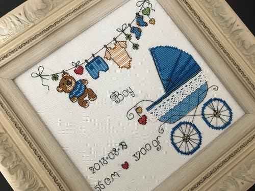 Image of RIOLIS - It's a Boy! 1418, Cross Stitch Kits 7,87 inch x 7,87 inch, Cross Stitch Kits for Beginners & Advanced, Crossstitching Kit Adult, Embroidery Counted Stitching Kit