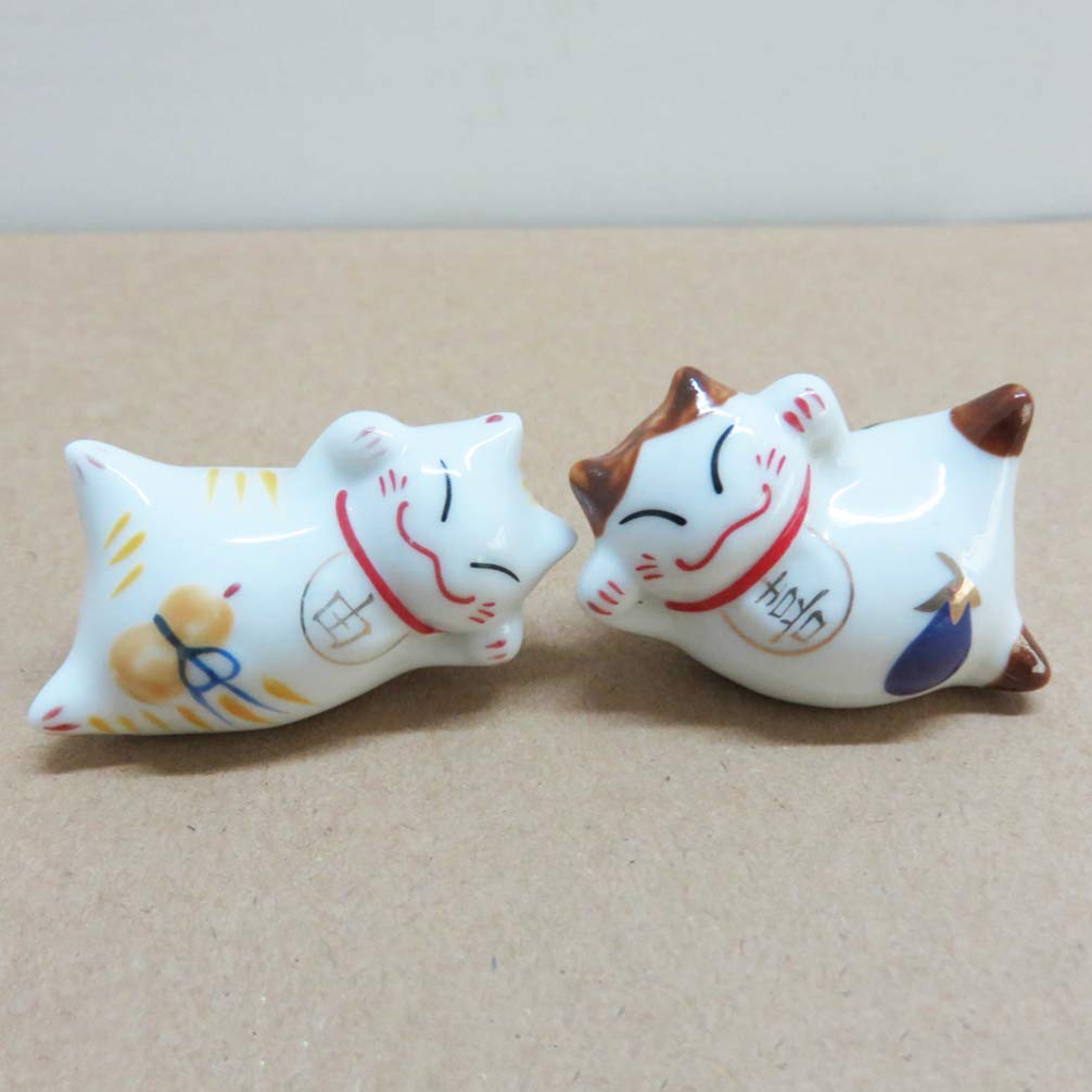 Repose-Baguettes, Support pour Baguettes de Restaurant, Motif Chat Porte-Bonheur Mignon, en céramique, de Style Japonais, pour fourchettes, cuillères, Couteaux et pinceaux (Lot de 6).