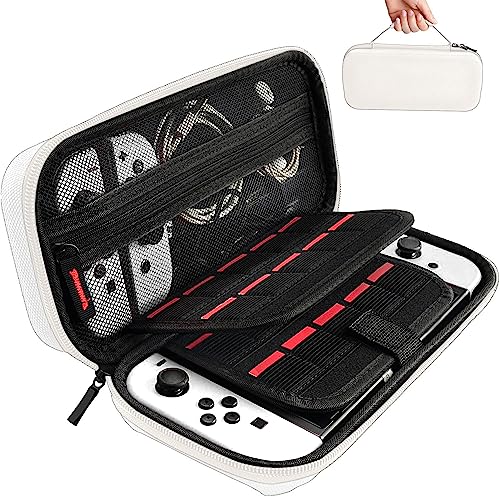 daydayup Switch Carrying Case Compatible with Nintendo Switch/Switch OLED, with 20 Games Cartridges Protective Hard Shell Travel Carrying Case Pouch for Console &amp; Accessories