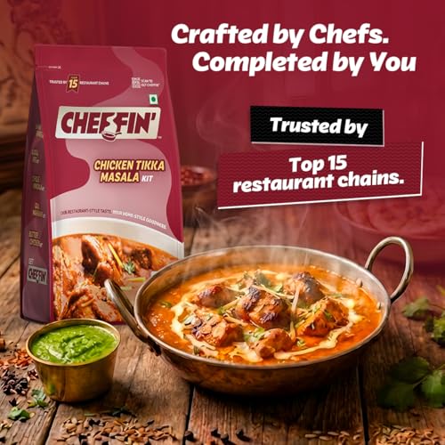 Image of Cheffin' Chicken Tikka Masala 285g | Chef Curated Gourmet Cooking Kit|Cooks 150-200g Chicken | Ready in 10 Min | 100% Natural, No Preservatives | Just Add Fresh Chicken |Serves 2-3