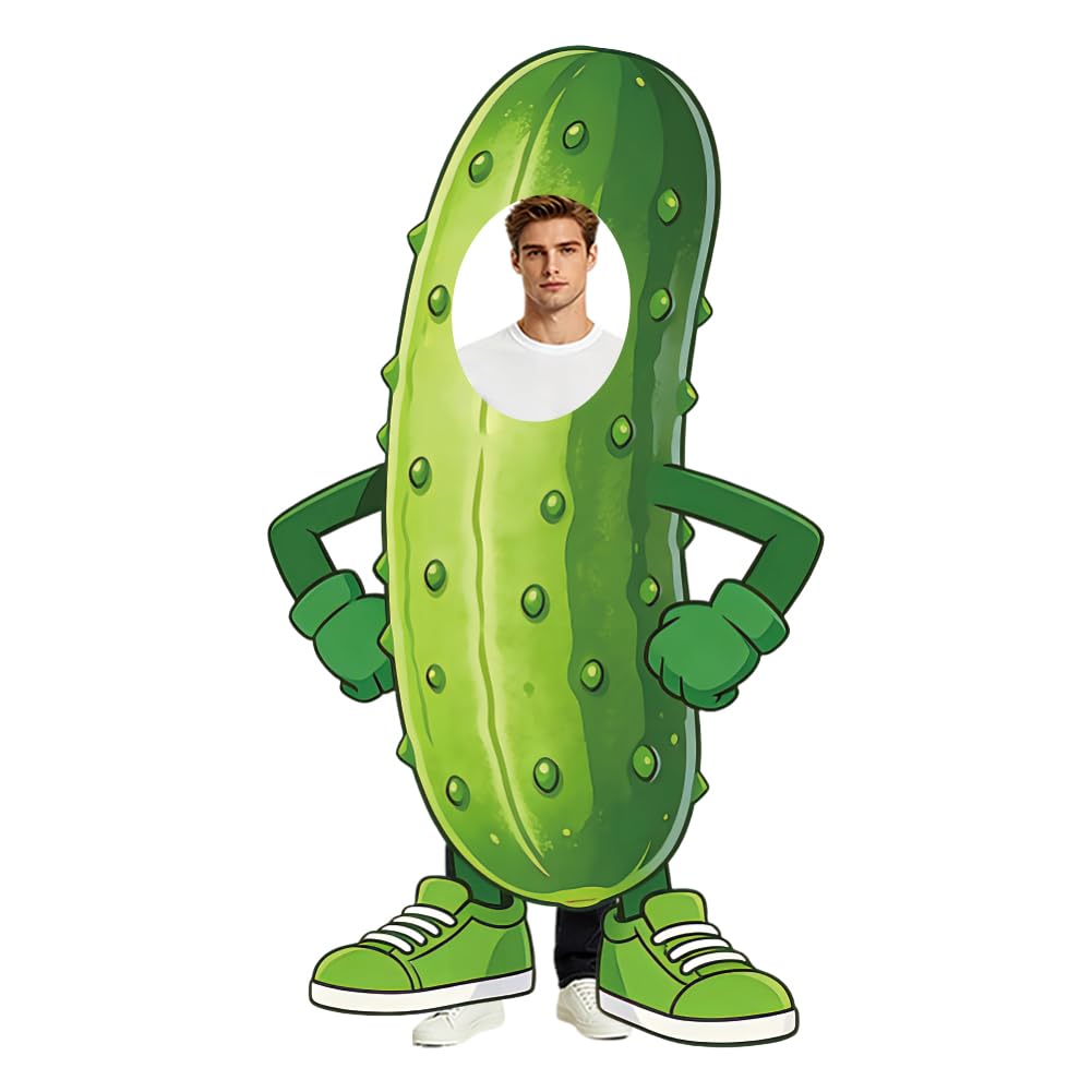 WADORN Pickle Photo Prop Backdrop, Funny Vegetable Theme Party Decoration Large Size Cutout Stand Photo Booth Frame Background Pickled Cucumbers Photography Backdrop Banner for BBQ Birthday Supplies