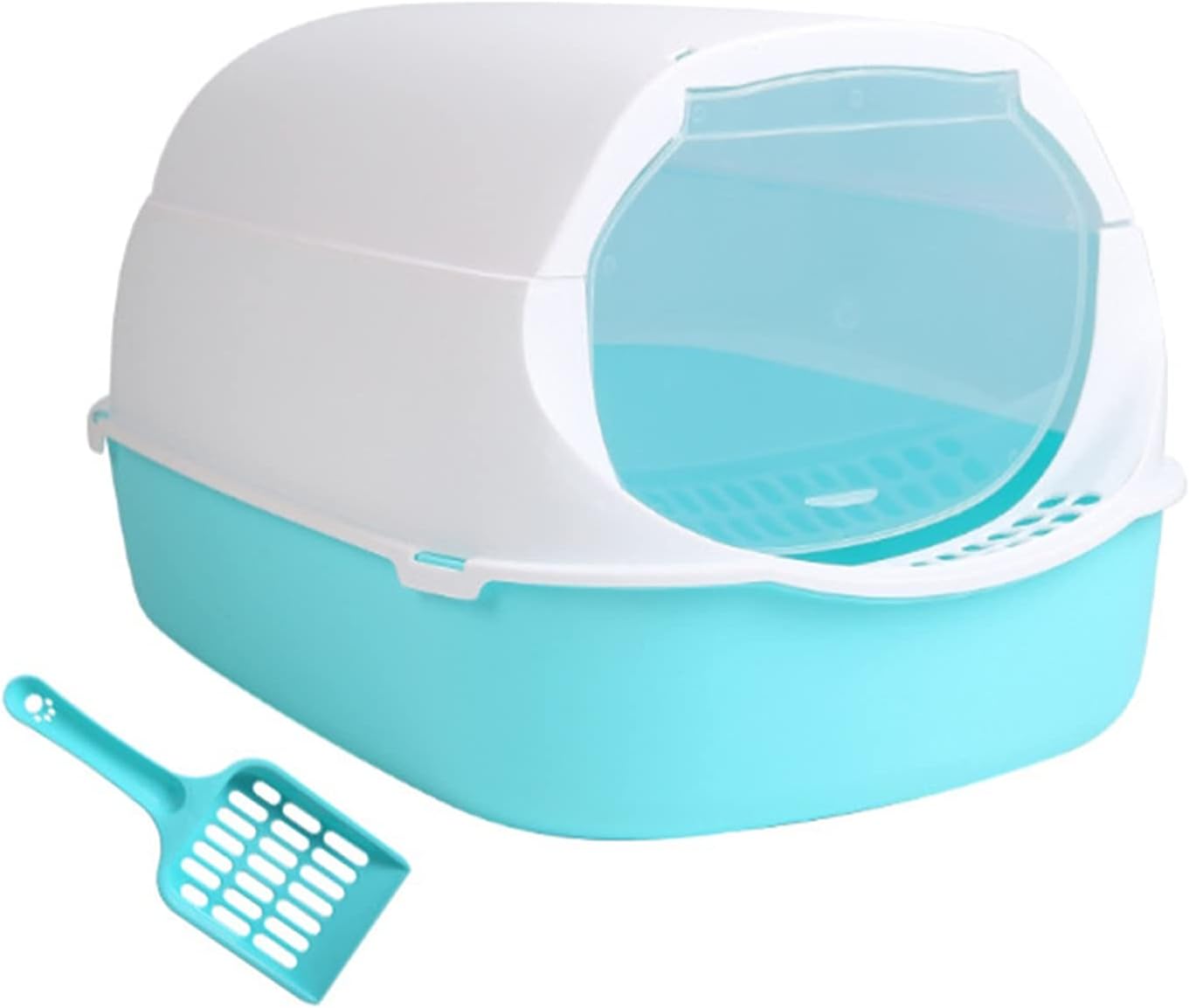 Pet Supplies Closed Cat Litter Pan Detachable and Washable FoldingMultifunctional Covered Cat Toilet Sand Leaking Pedal Design Cat Litter Pan (Green)