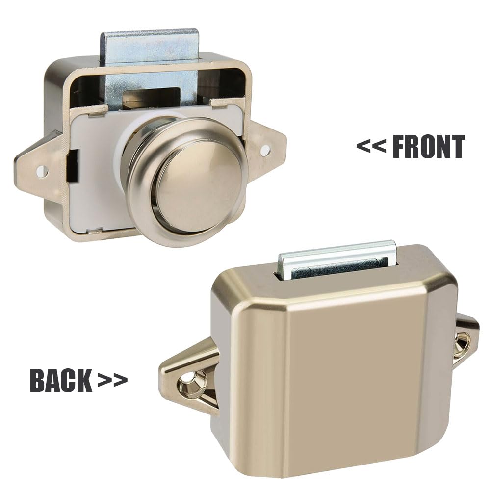 Opaltool 10pc Push Button Latch Catch Pop Up Cupboard Door Knob Latch Fit 15-18mm Thickness RV Boat Van Yacht Campervan Yacht Cupboard Door Cabinet - Image 2