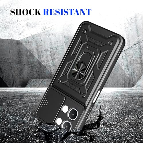 Image of AIBEX Back Cover Compatible for Vivo Y51 Pro 5G / Vivo T5X 5G / iQOO Z11X 5G | D10 Tough Armor Case |Sliding Camera Shield |360 Protection |Kickstand Ring Holder |Military-Grade Bumper Case - Black
