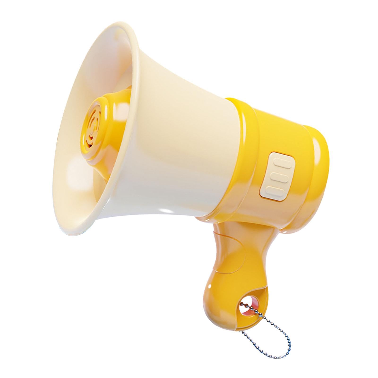 SM SunniMix Megaphone Small Bull Bullhorn Keychain Music Recording Amplifier Portable with Chain Speaker for Adults 3, 4, 5, 7, 8 Year Old, Yellow