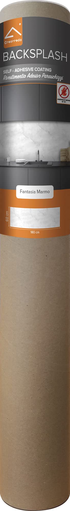 Panel protector antisalpicaduras cocina adhesivo de pared Fantasia marmol 180 x 60 cm 100% made in Italy con tinta no tòxica, ignìfuga y resistente al agua