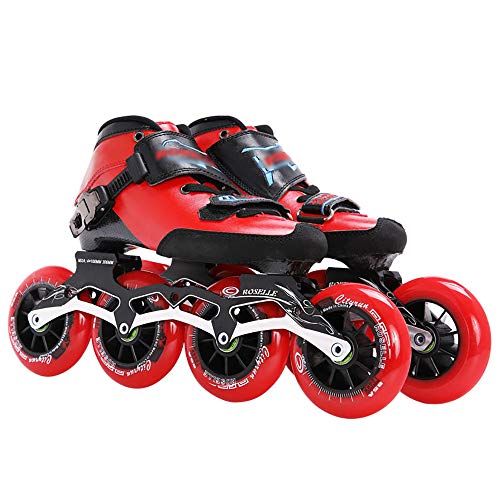 Patines para Patinaje De Velocidad, Patines En L�nea, Zapatillas De Deporte con Ruedas Profesionales con Rodamientos ABEC-7, La Mejor Opci�n para Juegos Competitivos,Red-43
