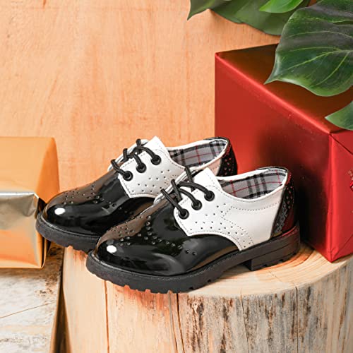 Image of KIDSUN Girl's Oxford School Uniform Dress Shoe Princess Flats Bow Slip on Loafer (Toddler /Little Kid)