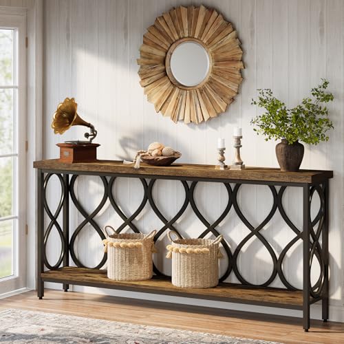 Image of Tribesigns 70.9 inch Long Console Table, 2-Tier Industrial Sofa Table Behind Couch, Narrow Entryway Accent Tables for Hallway, Foyer