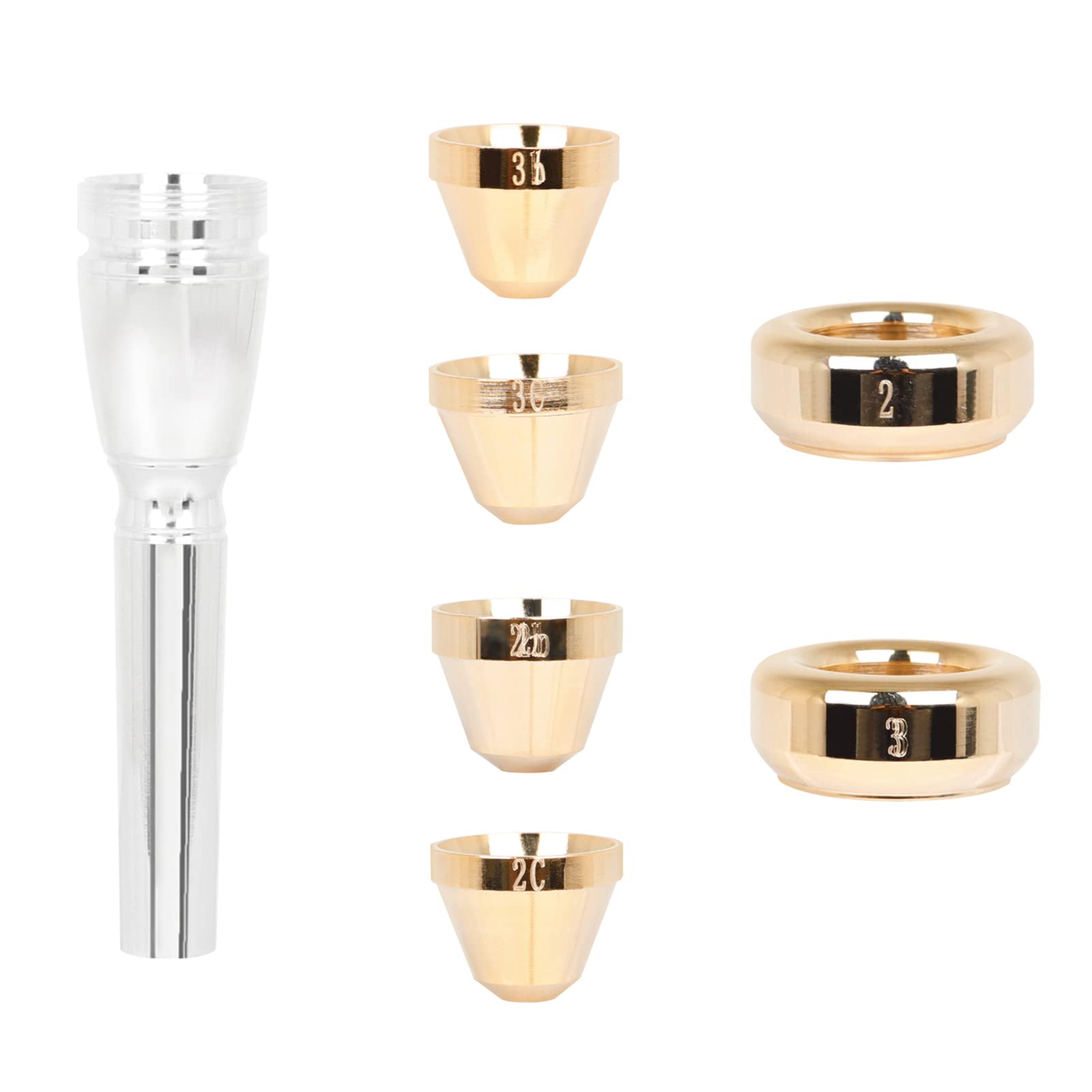 Bocchino per Tromba Professionale Ottone Placcato Argento Bocchino per Corno 3C 2C 2B 3B Toni Puri e Ricchi Materiale Argento e Oro