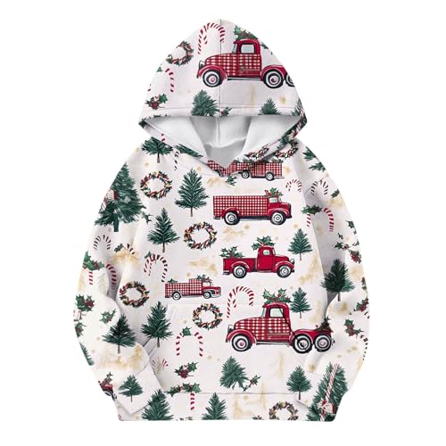 Christmas Kids Hoodie with Festive Holiday Tree & Ornament Prints - Xmas Pullover Sweater for Boys Girls3