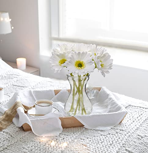 6 pcs Artificial African Daisies with Glass Vase, Small Fake Flowers in Vase with Faux Water - Image 3