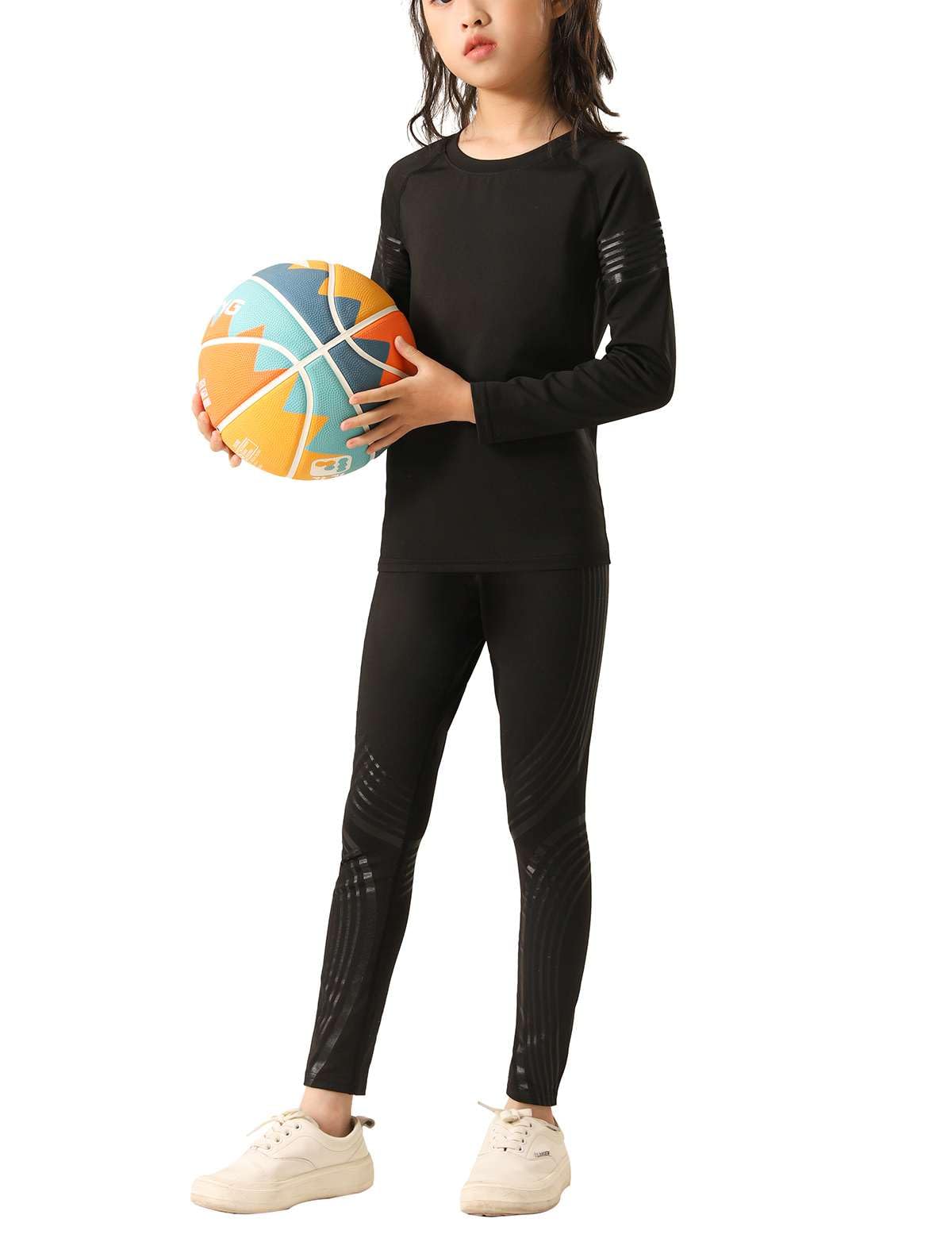 Echinodon Dziecięca bielizna sportowa, piłka nożna, zestaw bielizny funkcyjnej, koszulka kompresyjna, bielizna kompresyjna, do treningu, jazdy na nartach, jazdy na rowerze