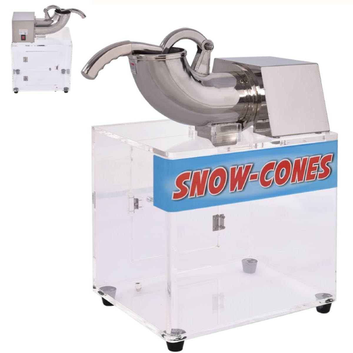 GiantexUK Commercial Ice Crusher Machine, 200KG/H Stainless Steel Electric Ice Shaver with Dual Blades & Large Box, Snow Cone Maker Machine for Home, Shop, Restaurant and Bar