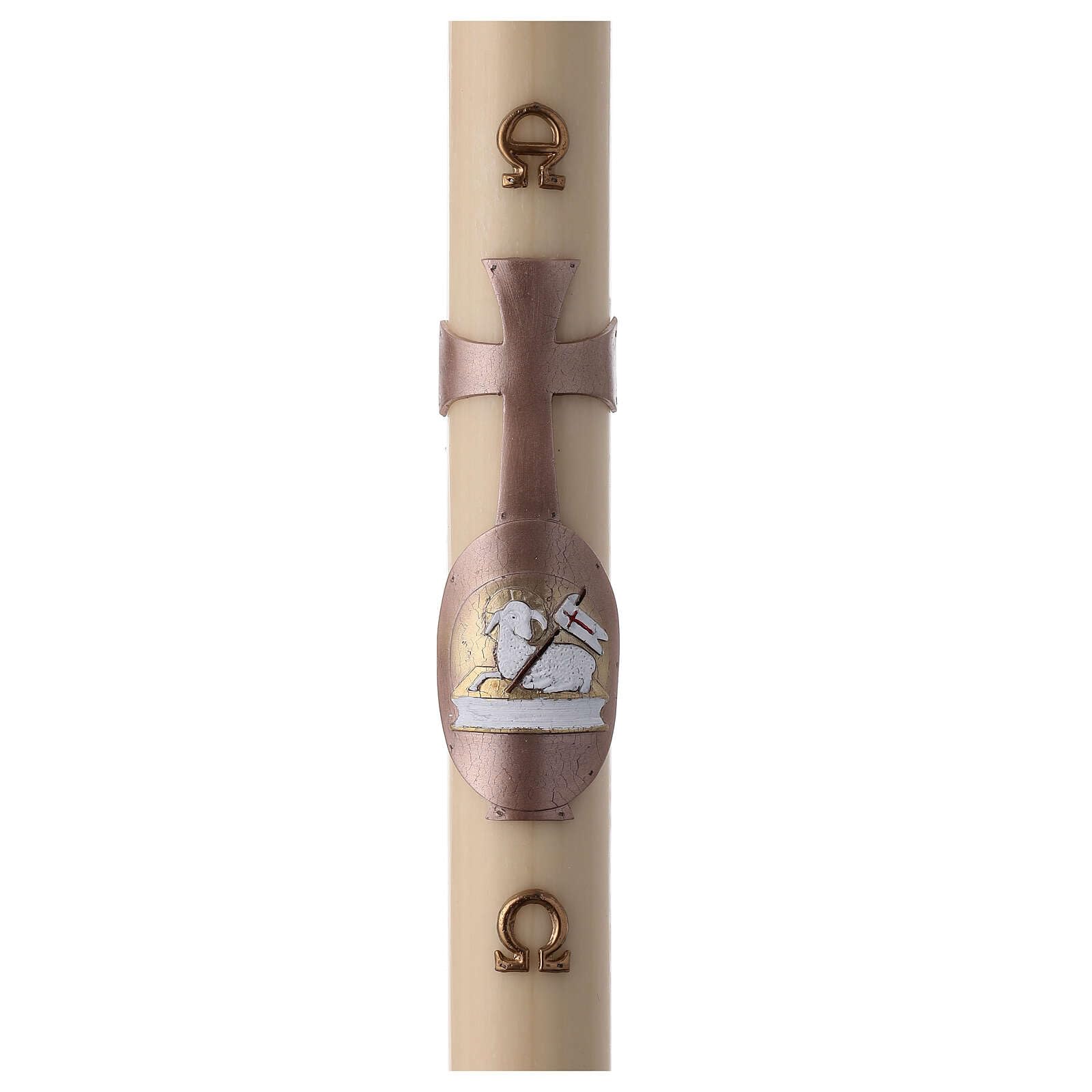 Beeswax Paschal Candle with Lamb and Book, 3x47 in