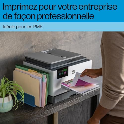 HP OfficeJet Pro 9120e, 403X8B, Imprimante Multifonction à Jet d'Encre A4 Couleur, Recto Verso Automatique, 22 ppm, Wi-Fi,6 mois de forfait Instant Ink gratuit, Grise