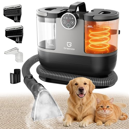 Catálogo para Comprar On-line Limpiadoras de vapor los mejores 10. 44 Greenote Aspiradora de Agua Portátil, Limpiador de Vapor con Pantalla Táctil Inteligente, 18kPa Succión con Modos Vapor, Agua Caliente y Fría para Asientos de Auto, Camas de...