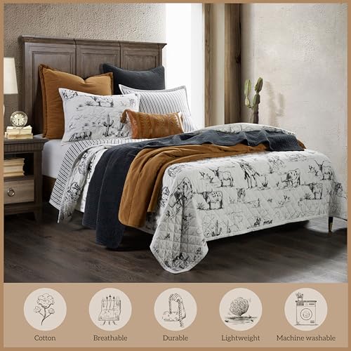 Image of Paseo Road Ranch Life Western Bedding 3 Piece King Cotton Quilt Set