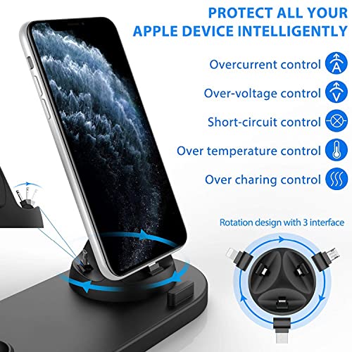 360 Rotation 3 In 1 Charger Station For Airpods Smart Phone Mobile Phone Multifunctional Charging Station 15W Fast Charge Wireless Charger, Portable Smart Watch Phone Cradle Dock Stand #TOP1