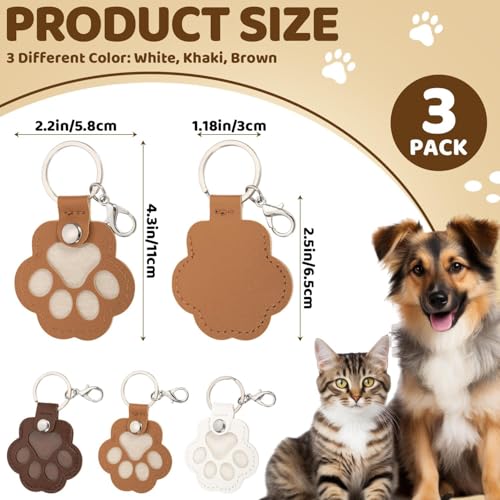 Bafiwu Schlüsselanhänger Leder für Tierhaare Erinnerung, 3 Stück Schlüsselring mit Pfote Design, Erinnerung Hund Geschenk für Hundebesitzer Andenken An Verstorbene Katze für Katzenliebhaber