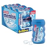 Mentos Pure Fresh, Fresh Mint Sugar-free Gum - Pack of 6 Bottles (300 Pieces)
