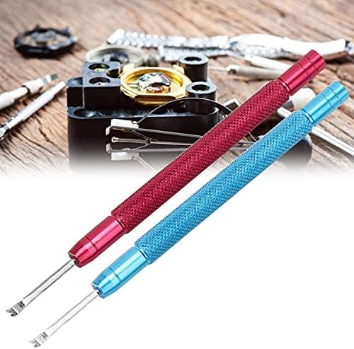 DAUERHAFT 2pcs Watch Hands Lever,Watch Needle Lifting Removing Tool with Knurled Handle,Alloy Steel Watch Repair Needle Leve Accessory (Red + Blue),for Watch Hands Disassemble Repairing