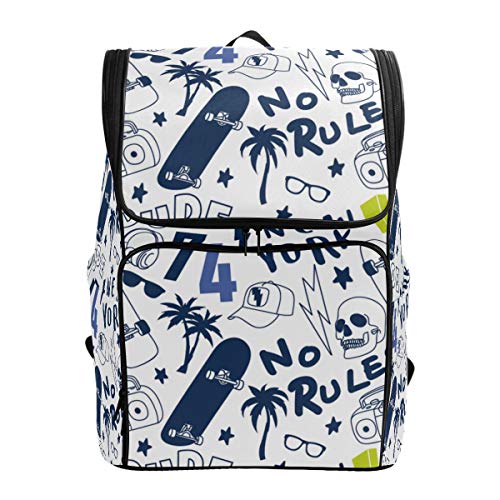 LISNIANY Mochilas Escolares Skater de Nueva York de Patrones sin Fisuras Skateboarding