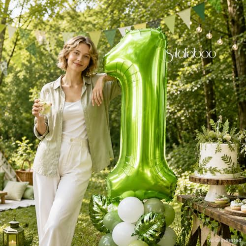 Image of 40 Inch Green Number 12 Balloon Lime Big Large Helium Number 0-9 | Giant Digital 12th Foil Mylar Party Balloon for Birthday Party Anniversary Graduation Decorations