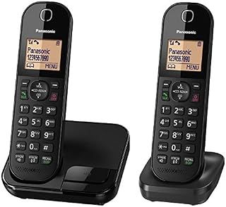 Panasonic KX-TGC41 Digital Cordless Phone with Nuisance Call Blocker, speakerphone and call waiting - Black (Pack of 2)