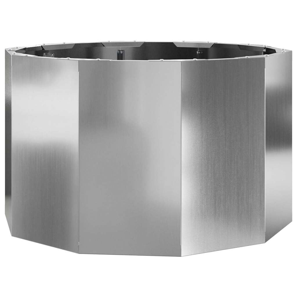 Jardinière ronde en acier argent durable pour sublimer une terrasse