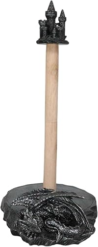 Miniatura 2 de Ebros Gift Draco's Swipes, diseño gótico de fantasía medieval, dragón saurio durmiente en la fortaleza del castillo, soporte dispensador para