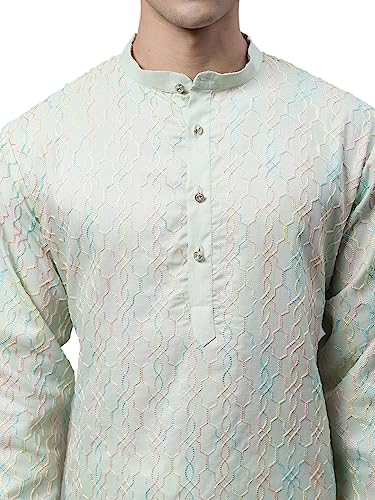 Image of Jompers Men's Cotton Embroidered Straight Kurta Pyjama Set