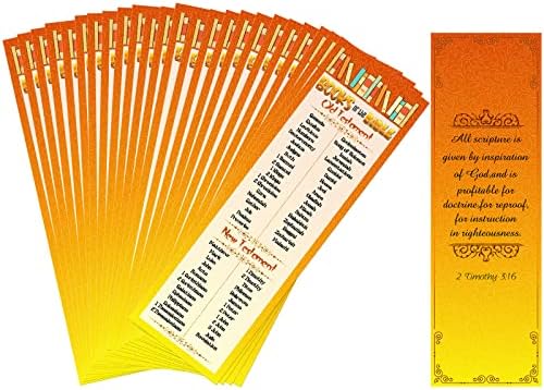 Pack of 60 Books of The Bible Bookmarks Christian Inspirational Bible Bookmark Religious Bookmarks for Readers, Kids, Teens, Men or Women Home Classroom Office Supplies, 2 x 6.5 Inches